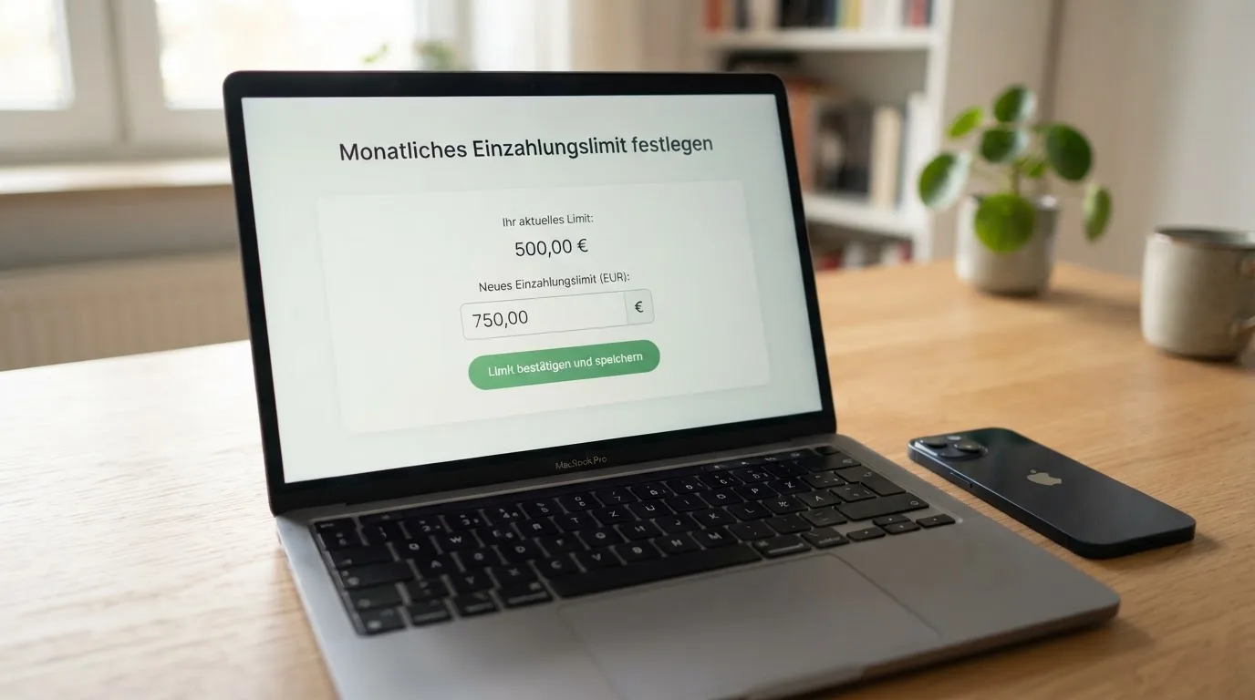 Bildschirmausschnitt eines Formulars zur Festlegung eines monatlichen Einzahlungslimits.