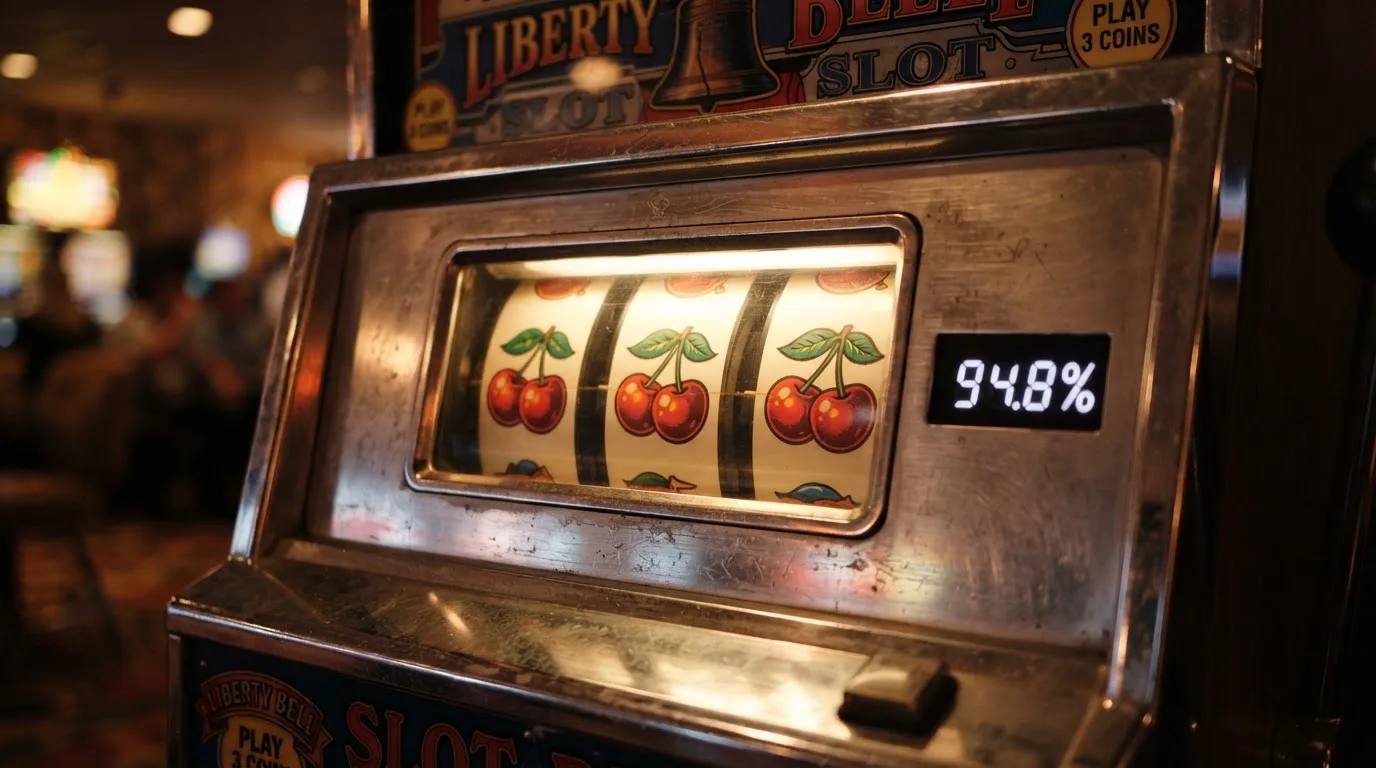 Nahaufnahme eines Bildschirms mit einer Prozentangabe neben einem Spielautomaten-Symbol.